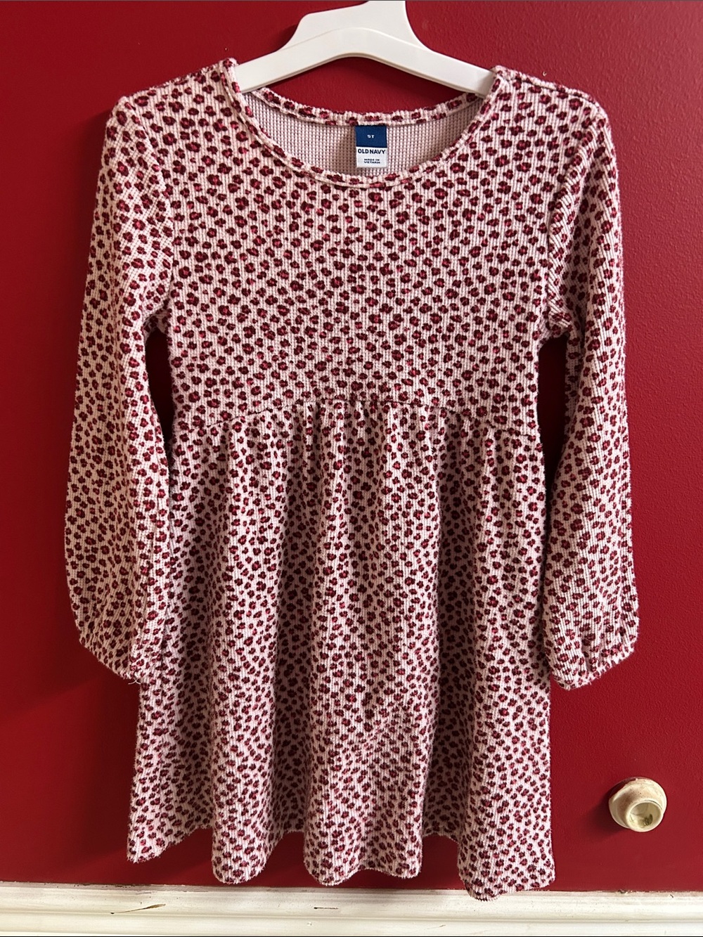 Old Navy Cream and Pink  Knit Long-Sleeve Dress size 5t